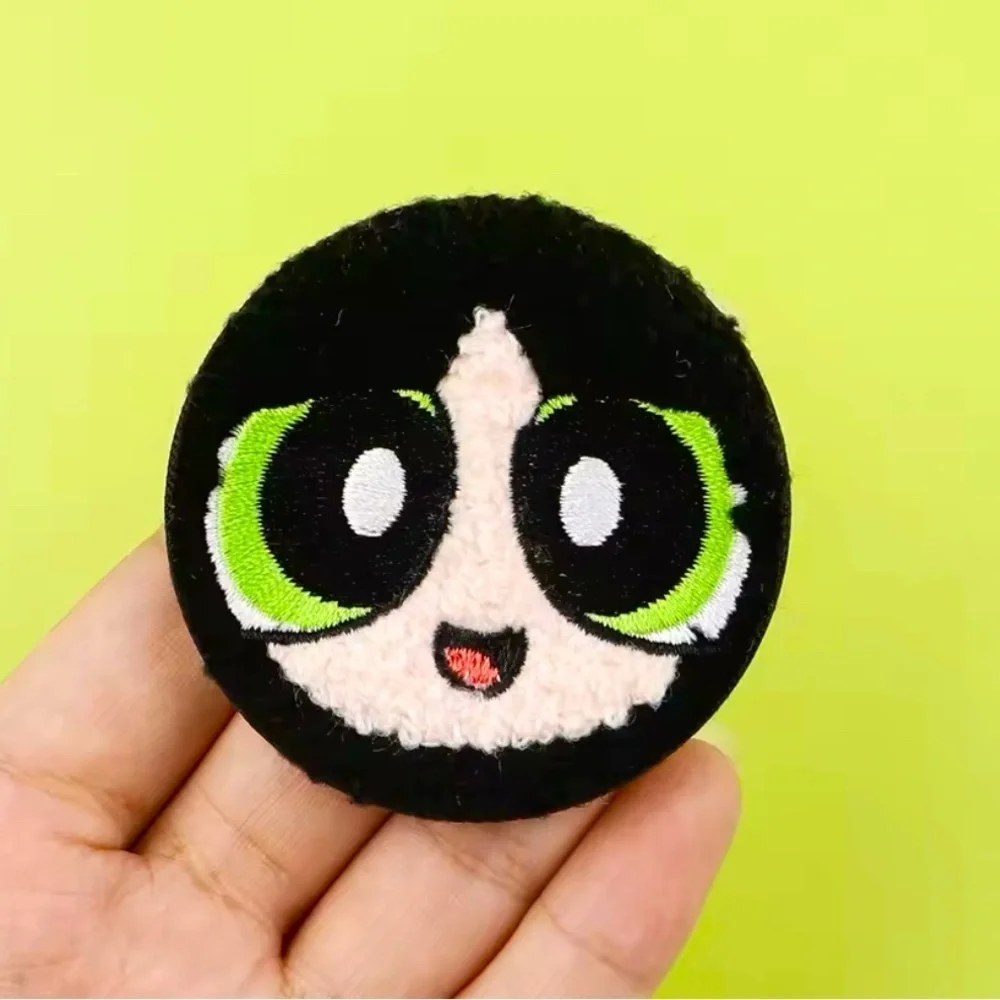 3/$33 Power Puff Girls Character Buttercup Fuzzy Texture Embroidered Button Pin